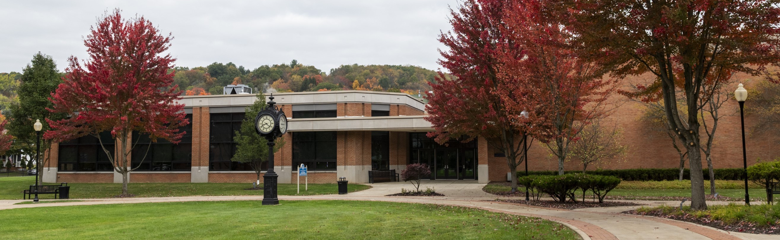 campus building in the fall